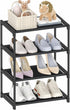 4 Tier Small Shoe Rack, Narrow Stackable Kids Toddler Adult Shoe Storage Organizer Shelf for Closet Floor Entryway Bedroom, Space Saver Shoe Rack ...