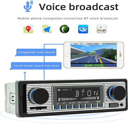 Classic Single Din Car Radio with Car Bluetooth,Car Stereo FM Radio,Hands-Free Calling,USB/SD/AUX Port,Car Mp3 Player,Voice Control,Remote Control...