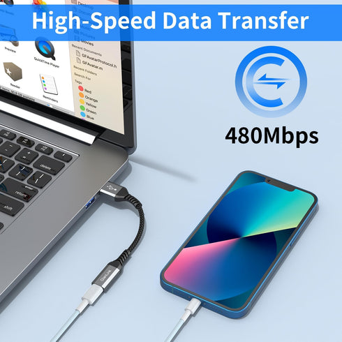 USB C Female to USB Male Adapter (2-Pack),Type C to USB A Charger Cable Converter for iPhone 15 14 13 12 11 Pro Max Plus, Samsung Galaxy Note 20 S...