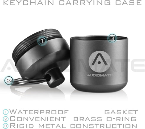 Audiomate High-Fidelity Earplugs with Metal Keychain Carry Case and 2 Interchangeable Earbuds Comfortable Soft Silicone HiFi Noise Attenuating Ear...