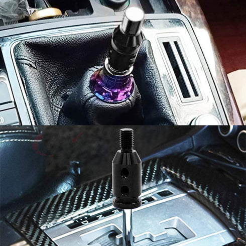 Black Car Shift Knob Adapter 12x1.25, Gear Shift Adapter 14mm, Aluminum Alloy Shifter Knob Adapter for Non-Threaded Manual Shifters M12x1.25 with ...