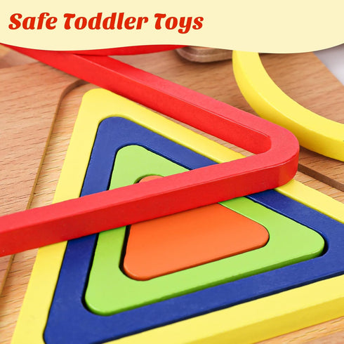 MCPINKY 3 Sets Toddler Puzzles, Wooden Shape Sorting Puzzles Montessori Puzzles Preschool Wooden Sensory Toys Age 1-3...