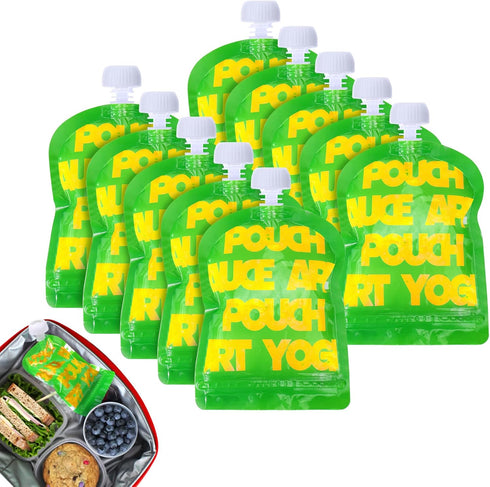 10 Pack Reusable Food Pouches for Bento Box,Fun Lunch Box Accessories,Refillable for Applesauce Yogurt Smoothie & Puree Squeeze Pouch,Lunch Food S...
