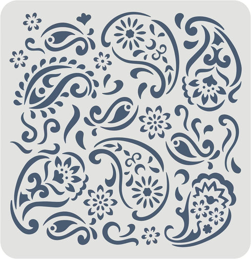 FINGERINSPIRE Paisley Stencil 11.8x11.8 inch Mandala Paisley Stencil Template Plastic Paisley Flowers Pattern Stencil Large Reusable Vintage Paisl...