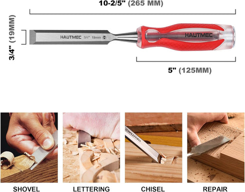 HAUTMEC 3/4" High Impact Wood Chisel for Woodworking, Drop-Forged CRV Steel, Beveled Edge Blade, Ergonomic Handle Wood Chisel for Carpentry,Wood C...