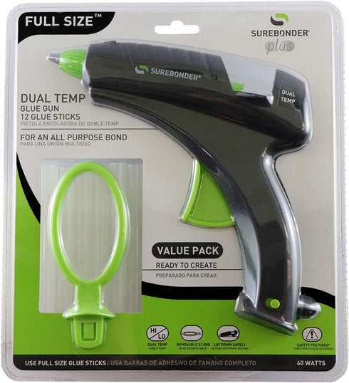 Surebonder DT-270FKIT Full Size Dual Temperature Glue Gun with 12-4-Inch Standard All Purpose Glue Sticks,Black,green...