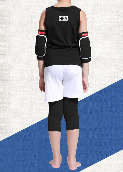 ANKOMINA Children Kids 2 Pairs Knee Pad and Elbow Support Set,Anti-Slip Breathable Flexible Elastic Knee Brace Knee Elbow Support Protector for Vo...