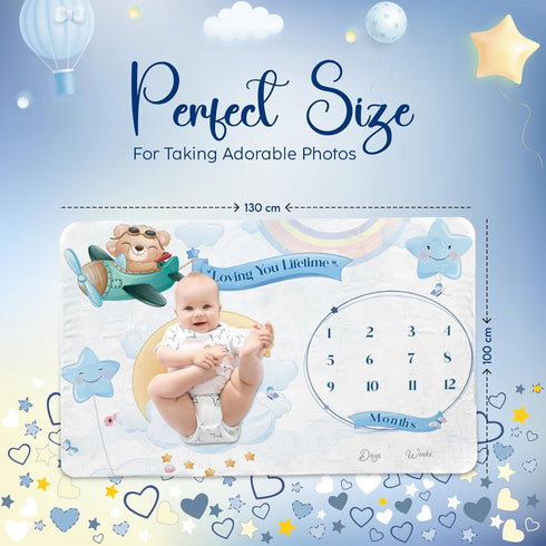 Monthly Baby Milestone Blanket - Document Every Step with Milestone Blanket for Baby boy - Personalized and Durable Keepsake Baby Monthly Mileston...
