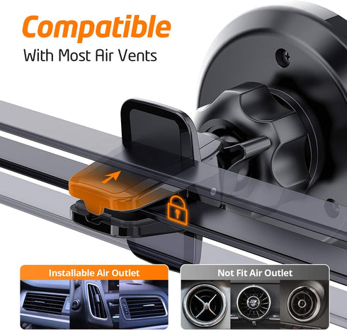 WixGear Magnetic Phone Car Mount, Universal Air Vent Magnetic Phone Car Mount Phone Holder, Compatible with iPhone 12 and with All Cell Phones, iP...