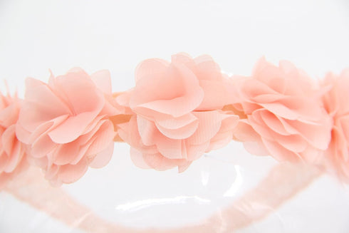 Baby Toddler Elastic Chiffon Flower Headbands Princess Girls Hand Sewing Beads Flower Headwear Nylon (QJ11 White pink) (QJ11 White pink)...