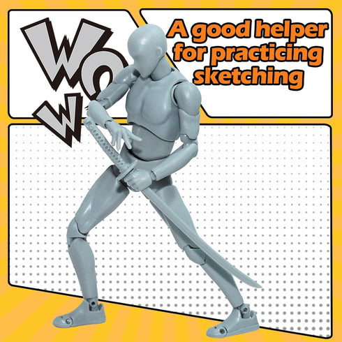 Action Figures Body-Kun DX & Body-Chan DX PVC Figure Model Drawing for S H Figuarts with Box for Artists (Gray, Male)...