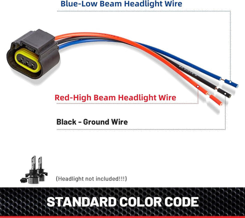 RED WOLF 9008 H13 Headlights Wiring Harness Socket Male & Female Adapter Connector for H13LL Lamps Bulbs Replace Headlamp Fog Light for Truck Pick...