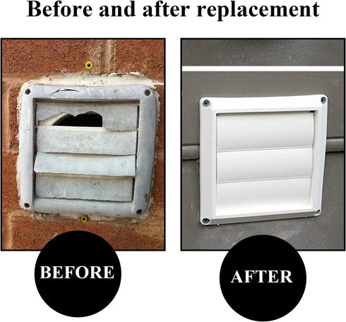 4 Inch Louvered Exhaust Dryer Vent Cover Outdoor Exhaust Cap for 4" Vent Duct Opening - with Aluminum Built-in Pest Guard Screen and Screws by Blutoget