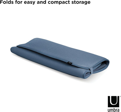 Umbra Udry Dish Rack and Microfiber Drying Mat – Space-Saving Design Folds Up for Easy Storage, Basic Rack, Denim...