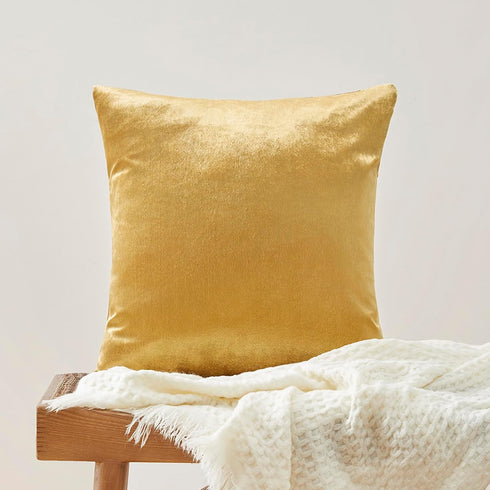 GIGIZAZA Decorative Throw Pillow Covers 16x16,Set of 2 Gold Square Couch Pillow Covers,Velvet Sofa Boho Cushion Pillows...