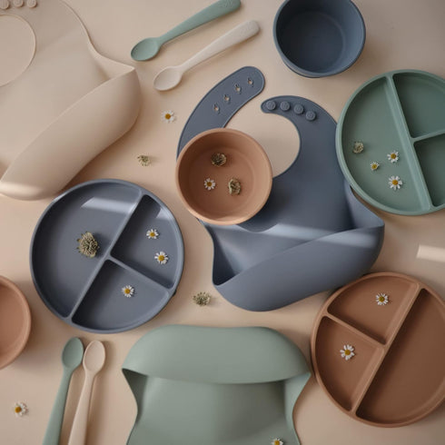 mushie Silicone Suction Plate | BPA-Free Non-Slip Design (Dried Thyme)...