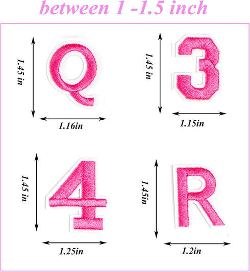 72 PCS Iron on Letters Numbers Patches, Embroidered Patches Letters A-Z Numbers 0-9 Applique for Clothes, Dress, Hat, Jeans, DIY Accessories, Pink...