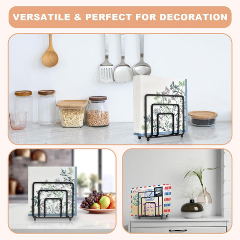 Napkin Holder for Table, Modern Metal Black Napkin Holders for Kitchen Dining Tables & Countertops, Paper Cocktail Napkins Holder Dispenser for In...