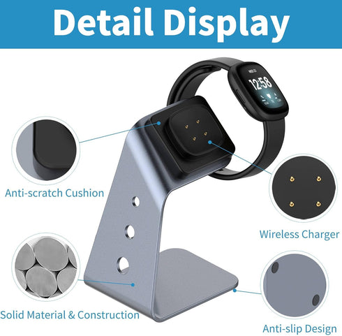 Charger Dock Replacement for Fitbit Sense/Versa 4 / Versa 3 / Sense 2, Sense & Versa Premium Aluminum Charger Stand with 5ft Charging Cable, Space...