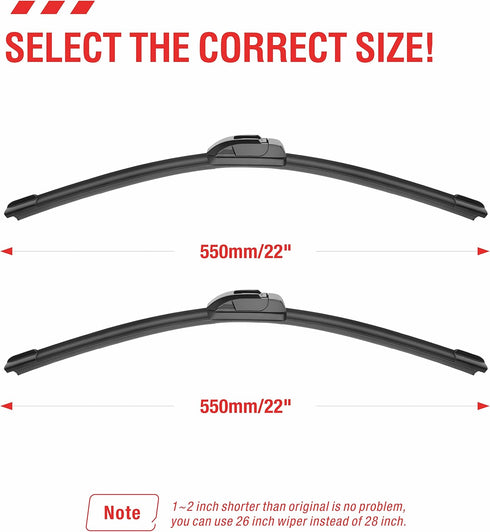 OEM Quality Performance Premium 22 wiper blades 2 pack,All-Season Auto Replacement Windshield Wiper Blades,Fit Chevrolet Impala 2013-2006 GMC Yuko...