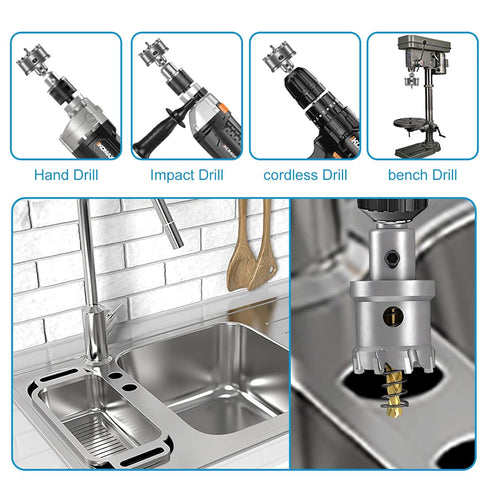 TCT Hole Saw Set, 2-1/2"(64mm) Heavy Duty Tungsten Carbide Tipped Hole Cutters for Stainless Steel Mild Steel Copper Iron Brass Plastic and More, ...