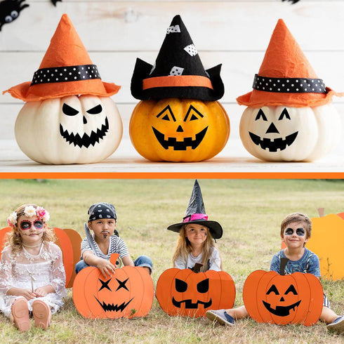 25 Pcs Halloween Pumpkins Face Stencils, Decorative Painting Stencils Reusable Plastic Drawing Template for DIY Pumpkin Carving, Wood, Walls Art D...