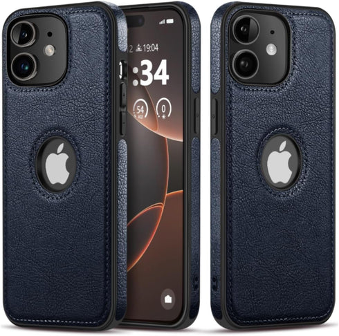 Classy Design Luxury Leather Phone Case for iPhone 11 Non-Slip Grip Full Body Ultra Slim Protective Case (2019,6.1”) (Blue)...