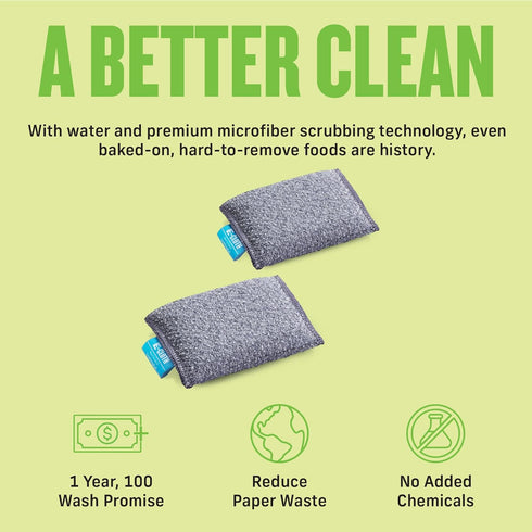 E-Cloth 2-Pack Non-Scratch Scrubbing Pads, Microfiber Scrubber and Dish Sponge, Ideal for a Streak-Free Clean Grill, Cast Iron and Dishes, Washabl...