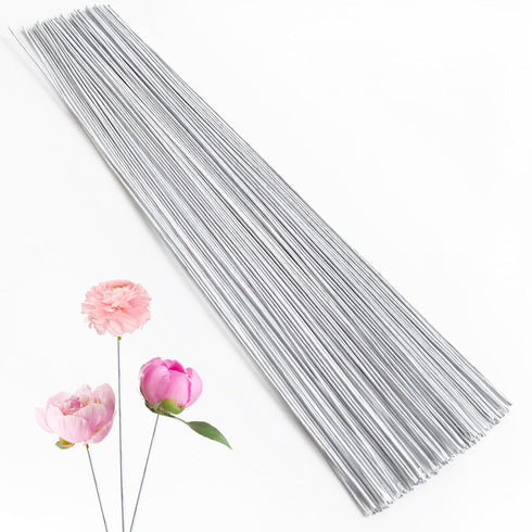 100 Pcs Floral Stems Wire for Paper Flower,14 Inch 18 Gauge White Paper Wrapped Floral stem Wire,White Crafts Floral Stems Wire Supplies for Flowe...