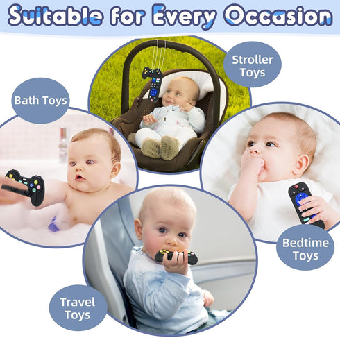 Teething Relief Teethers Toys for Babies 3 6 12 Months Gifts, Silicone Teether Remote Control & Game Controller Sensory Bath Toys for 3 6 9 12 18 ...
