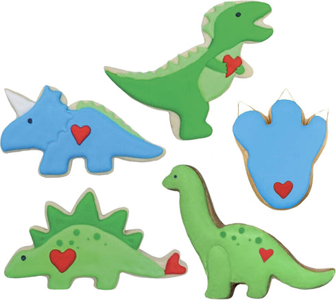 Ann Clark Cookie Cutters Dinosaur Cookie Cutters 5-Pc Set Made in USA, Triceratops, Stegosaurus, T-Rex, Brontosaurus, Dino Footprint...