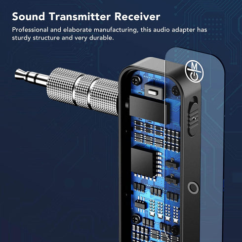 Bluetooth Transmitter Receiver, 2 in 1 Wireless Bluetooth Adapter Bluetooth Aux Adapter for Car Tv Home Stereo, Black...