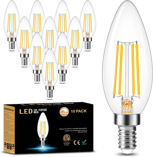 Cotanic E12 LED Bulb Dimmable 3000K Soft White, LED Candelabra Bulbs 60Watt Equivalent, Small Base Type B Light Bulbs, Candle Shape Chandelier Lig...