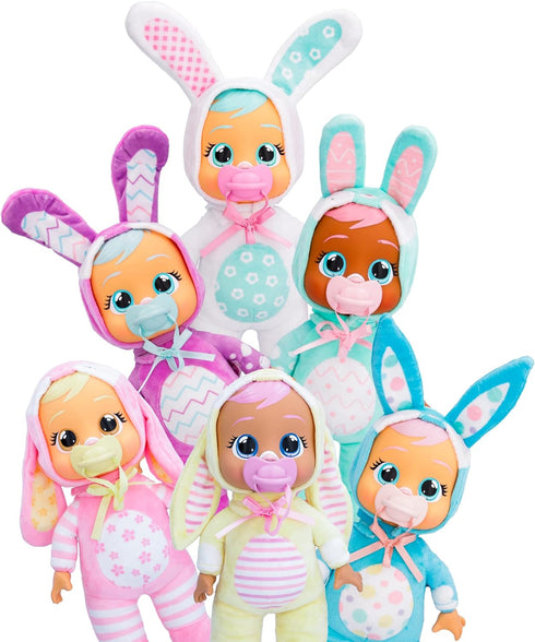 Cry Babies Tiny Cuddles Bunnies Cindy - 9 inch Baby Doll, Cries Real Tears, Teal Bunny Themed Pajamas...