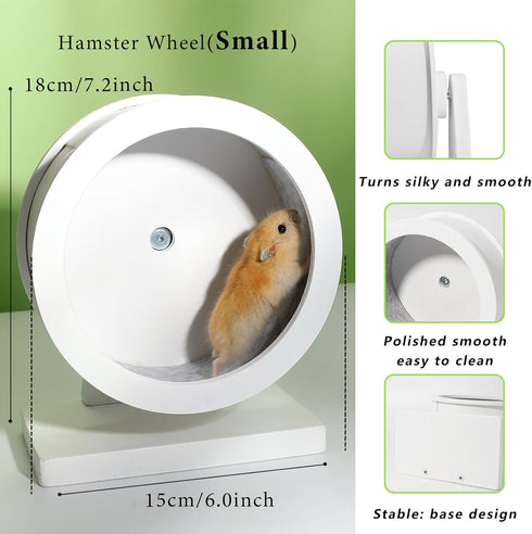 6.0 Inch Grey Hamster Wheel Wooden Silent Training Exercise Wheel Quite Running Spinner Wheel for Dwarf, Gerbil, Guinea Pig, Hedgehog, Chinchilla ...