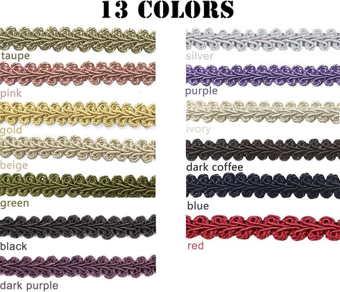BEL AVENIR Braid Trim 1/2 inch 13.6 Yards French Gimp Basic Sewing Polyester DIY Crafts Costume Home Decorative (Gold)...
