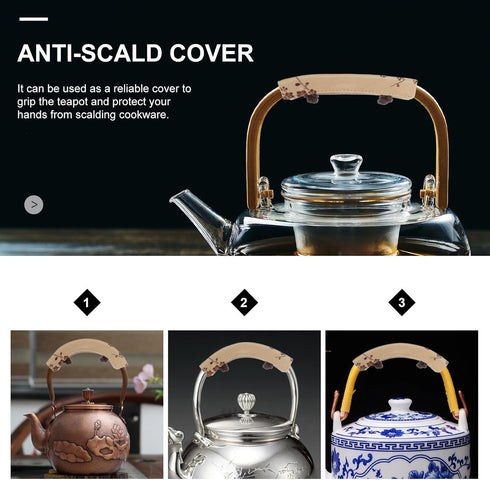 Cabilock Teapot Handle Covers Teapot Handle Cover Sleeve: Non Slip Kettle Handle Protectors Vintage Japanese Style Kettle Handle Sleeve for Kitche...