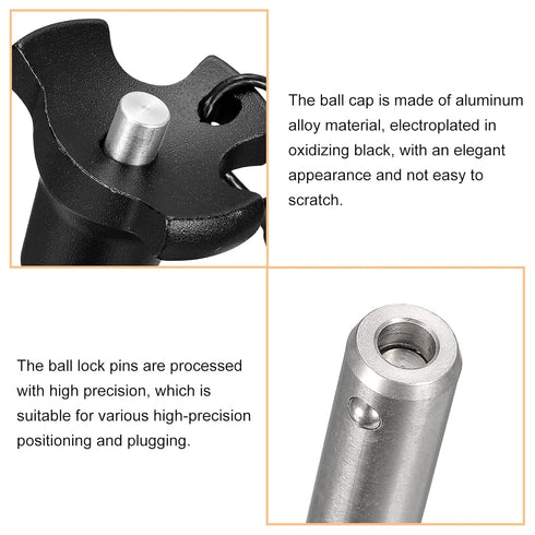 uxcell Ball Locking Pins with Button Handle, 304 Stainless Steel Triangular Cap Push-Button Quick Release Pin with 24.5cm Rope (10mm-31mm)...