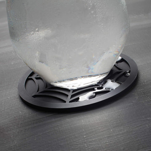 Silicone Coasters For Drinks - 6 Pack Unique Design Spider Drink Coasters, 4" Black Coaster Set by COASTERFIELD...
