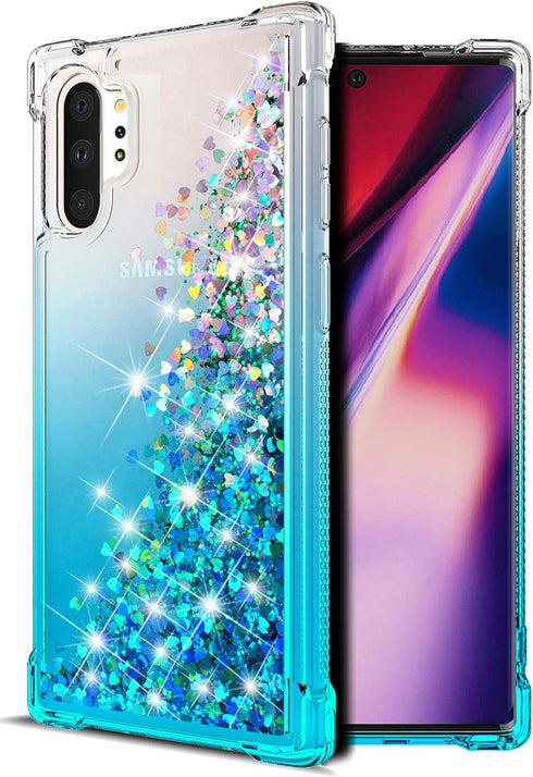 for Galaxy Note 10 Plus Case,Gradient Design Bling Flowing Liquid Floating Sparkle Colorful Glitter Waterfall TPU Protective Phone Case for Galaxy...