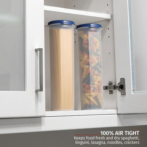 Tall Clear Spaghetti Pasta Container Storage With Lid-2 Pk.Multi-Purpose Kitchen Pantry Organization And Food Storage For Noodles Beans Straws - A...