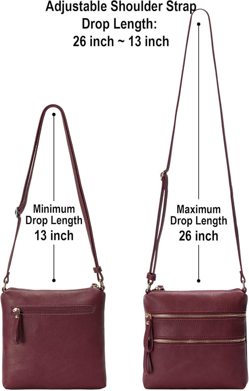 Solene Multi Zipper Pocket Crossbody Bag with Strap, Lightweight Travel bag, Daily Cell Phone Purses Messenger bag...
