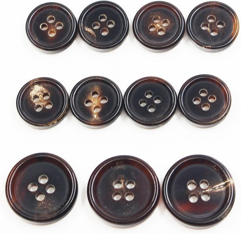 11 Pieces Genuine Natural Horn Blazer & Suits Button Set - for Blazer, Sport Coat, Uniform, Jacket (Dark Brown 1#) 15MM 20MM...