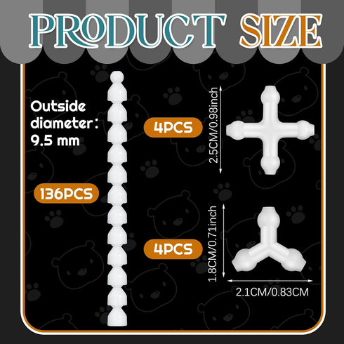 144 Pieces Doll Armature Set with 4Y and 4X Chest Connectors Flexible Doll Joints Plastic Ball for Stuffed Animal Bear Dolls Making DIY Crafts Nee...