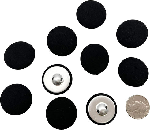 PEPPERLONELY 10PC 30mm Fabric Cloth Covered with Metal Shank Round Buttons, Black...