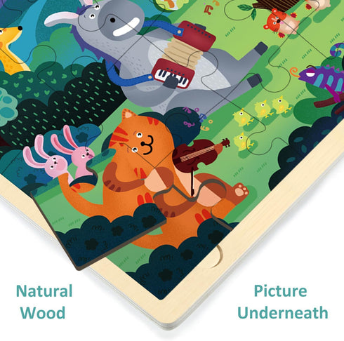 24 Piece Puzzles for Kids Ages 3-5, Forest Musicians Wooden Jigsaw Puzzles for Toddlers 2 3 4 5 Year Old, Preschool Toddler Puzzles Ages 2-4 with ...