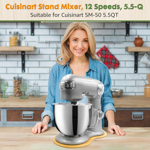 Bamboo Mixer Slider for Cuisinart Stand Mixer 5.5 Quart Mixing Bowl, mixer attachments sliding board for Cuisinart SM-50BC, Kitchen Countertop Sto...