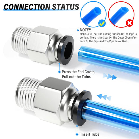 TAILONZ PNEUMATIC Male Straight 4mm Tube OD x 1/8 Inch NPT Thread Push to Connect Fittings PC4-N1 (Pack of 2)...