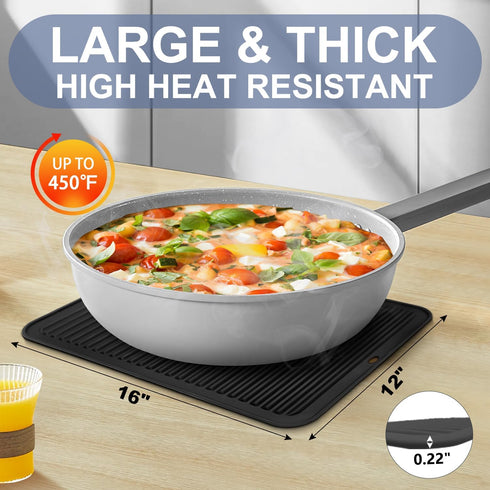 Walfos Large Silicone Trivet 16x12 Inch, Trivets for Hot Pots and Pans, Heat Resistant Pot Holders Hot Pads for Kitchen Quartz Countertops, Hot Di...