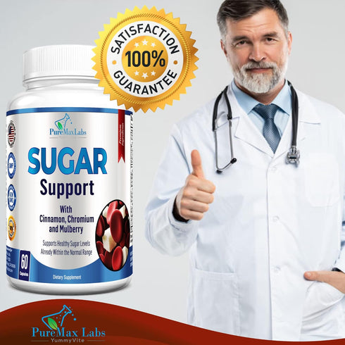 Sugar Support Supplement with Cinnamon, Chromium, Mulberry, Alpha Lipoic Acid - 20 Herbs & Vitamins - Non-GMO, 60 Capsules...
